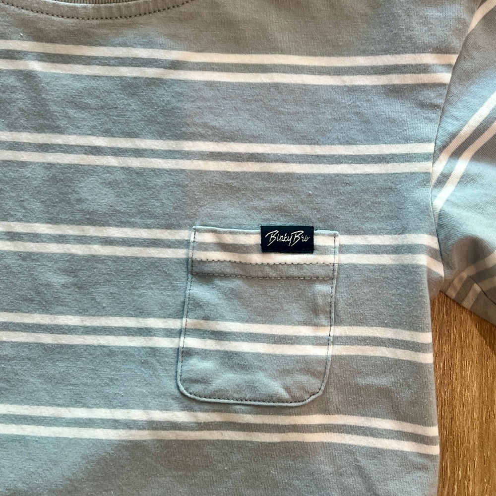 Binky Bro Short Sleeve Stripe Pocket Tee - Light Blue & White - Picture 3 of 4
